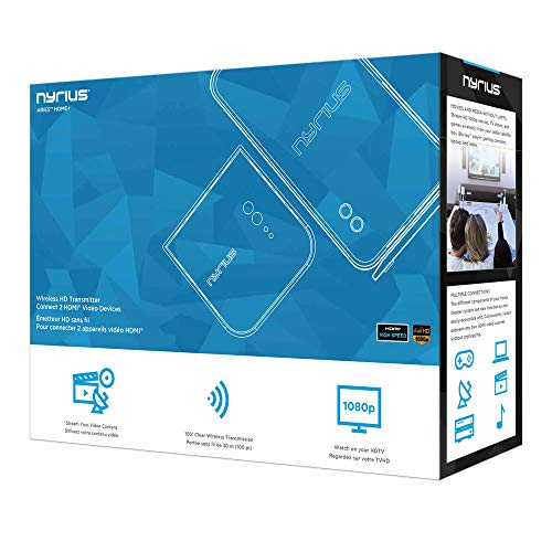 Nyrius Aries Home+ Wireless HDMI 2X Input Transmitter & Receiver for Streaming HD 1080p 3D Video and Digital Audio from Cable Box, Satellite, Bluray, DVD, PS4, PS3, Laptops, PC (NAVS502)