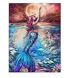 CANDYL DIY Oil Painting Paint by Number Kit for Kids Adults Students Beginner DIY Canvas Painting by Numbers Acrylic Oil Painting Arts Craft for Home Wall Decoration Mermaid 16x20 Inch
