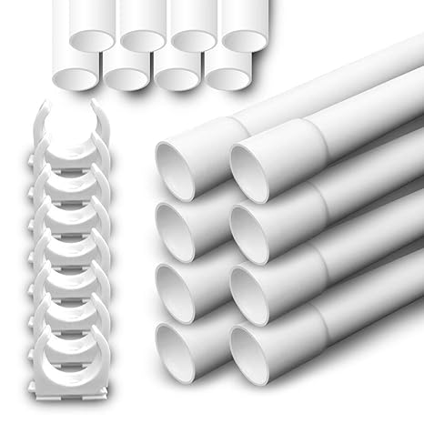 Elektrorohr M20 Stangenrohr 24m Leerrohr PVC Kabelrohr 50 Klemmschelle ARLI