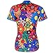 QinYing Jersey, Colorful Flowers Women Breathable Cycling Shirt Short Sleeve M