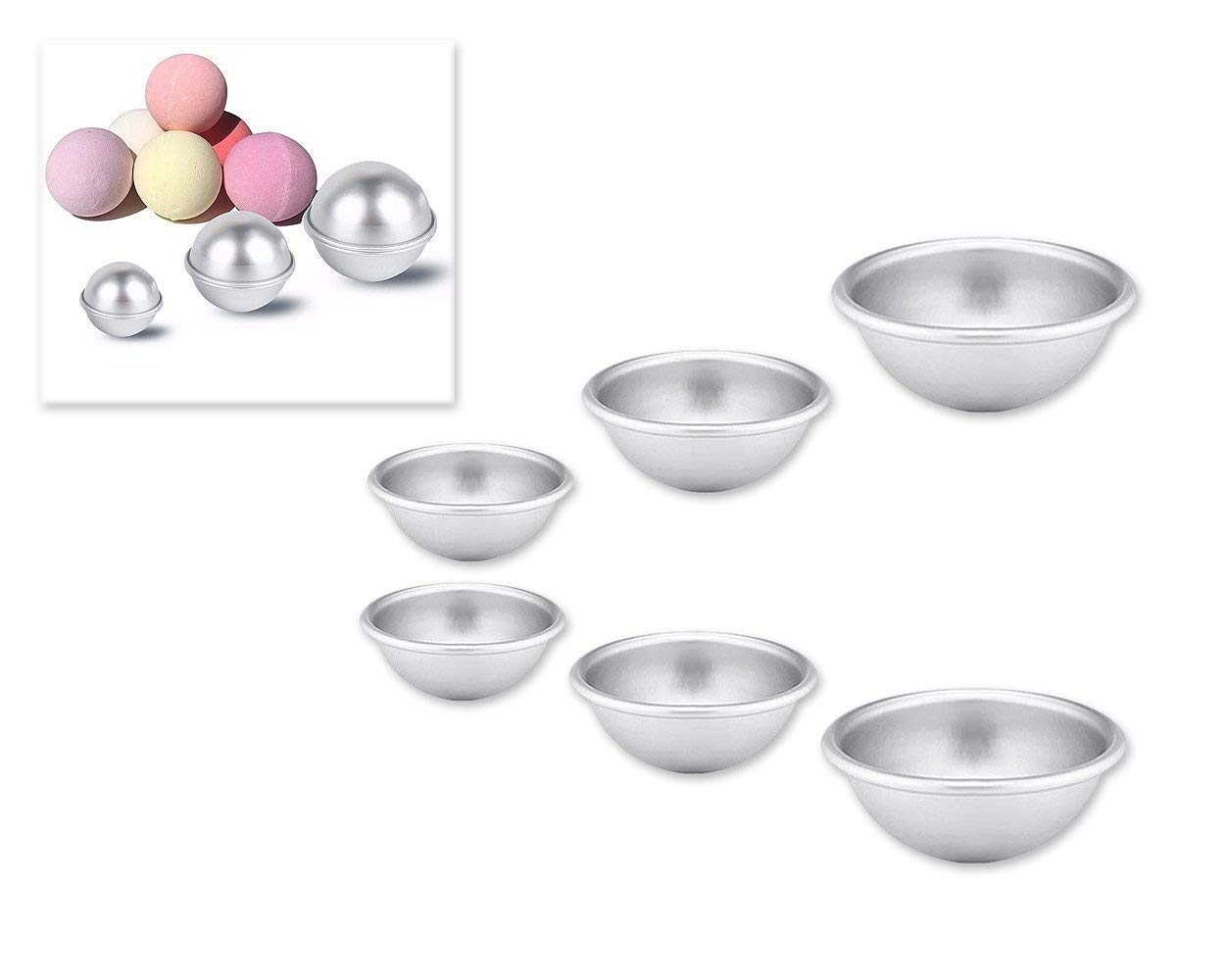 ds. distinctive style Bath Bomb Moulds 3 Pcs Assorted Size Aluminum Small Sphere Cake Tin Baking Mold for Cake Topper - 4cm,5cm,6cm — image 1