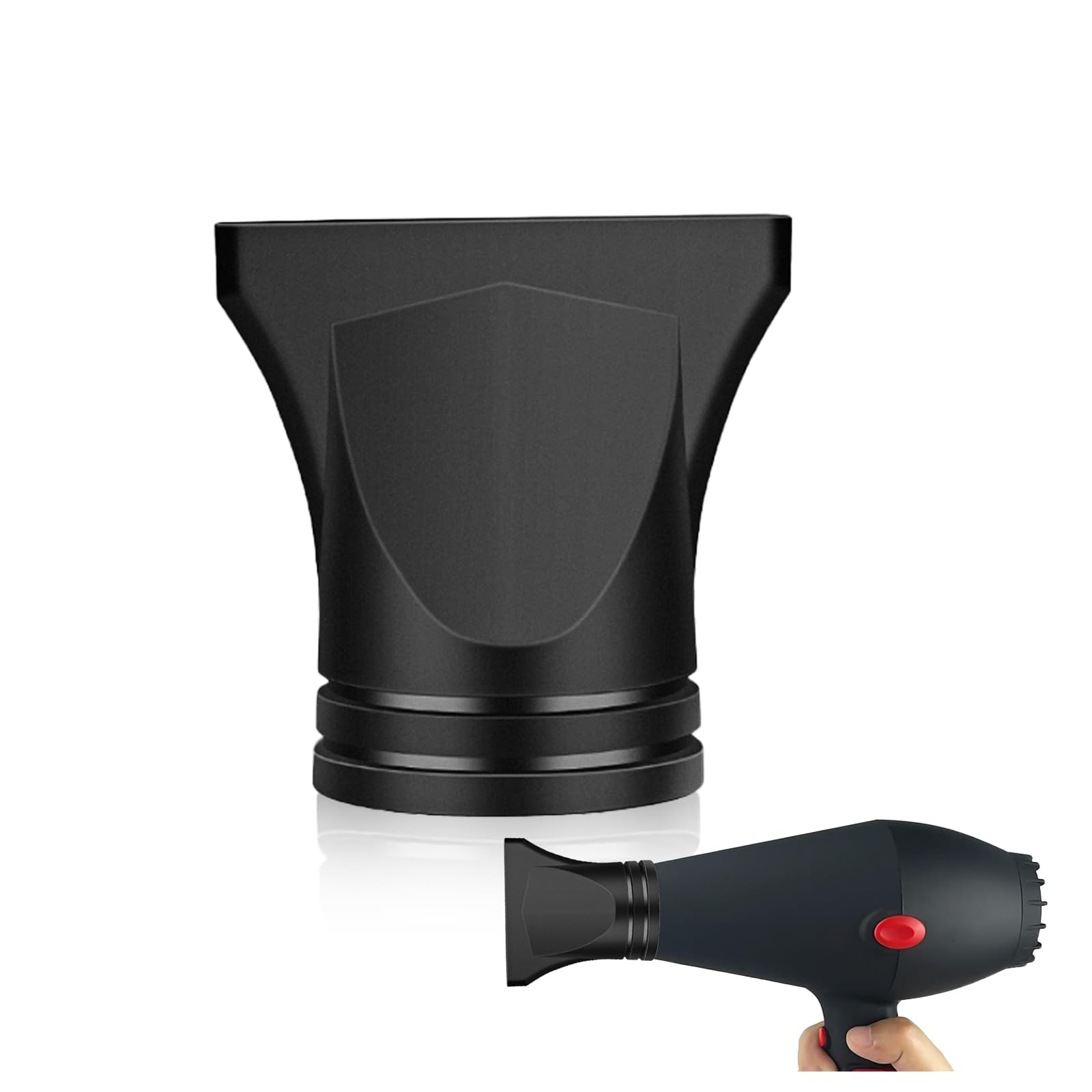 Photo 1 of UAIAGM 1PCS Hair Dryer Attachment Universal Black Plastic Blower Nozzle Replacement Styling Tool for Home Use or Professional Salon Hairdressing Blow Outer Diameter 4.2cm to 4.6cm
