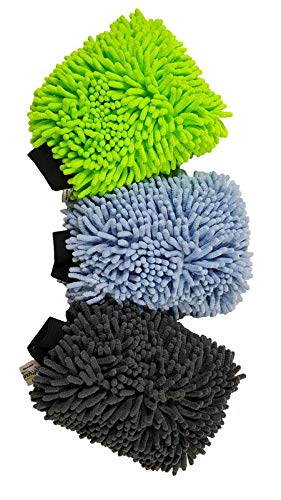 SOFTSPUN Microfiber Chenille & Glass Cloth Mitt, 3 Piece Combo 1700 GSM  Multicolour, Multi-Purpose Super Absorbent and Perfect Wash Clean with Lint-Scratch Free Cars, Window, Kitchen, Home Dusting!