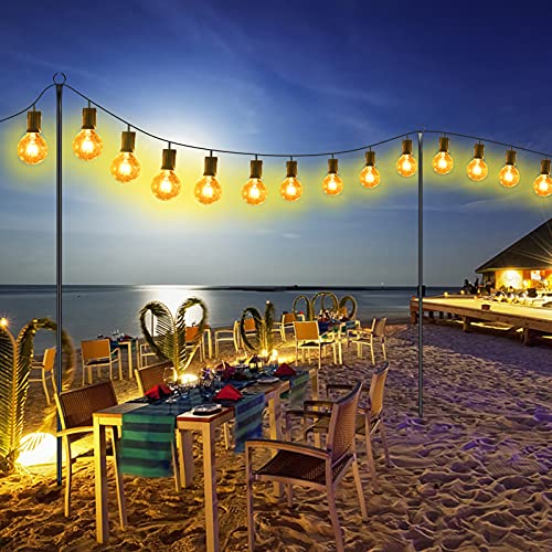 LISM Outdoor String Light Poles, 9 FT Stainless Steel Strong Wind