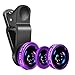 Luxsure Universal 3 in 1 Camera Lens Kit Clip-On 180 Degree Supreme Fisheye + 0.65X Wide Angle+ 10X Macro Lens for iPhone 6s/6s Plus, iPhone 6/6 Plus,iPhone 5 5S 4 4S Samsung HTC Android (Purple)