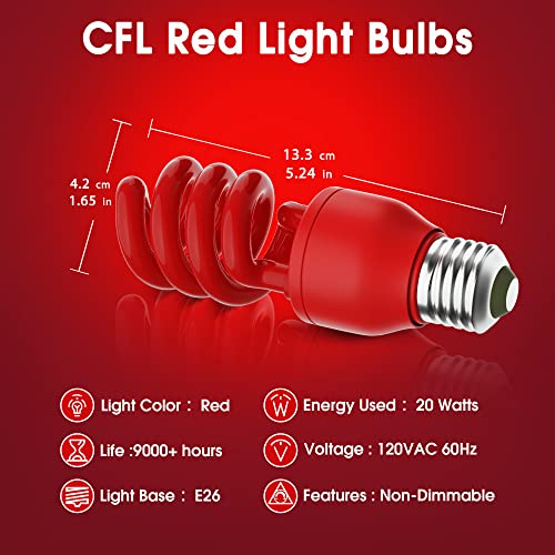 Briignite Red Light Bulb, 20W Red Light Bulbs For Sleep,CFL Light Bulbs