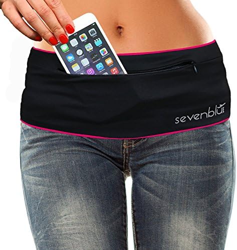 SevenBlu HIP - Fashion Money Belt / Extra Pocket / Running Belt - World's Best Stylish Travel Wallet or Mini Purse - with ZIPper - Fits iPhone 6 Plus - Your Smartphone Pocket (Fuschia XXL)