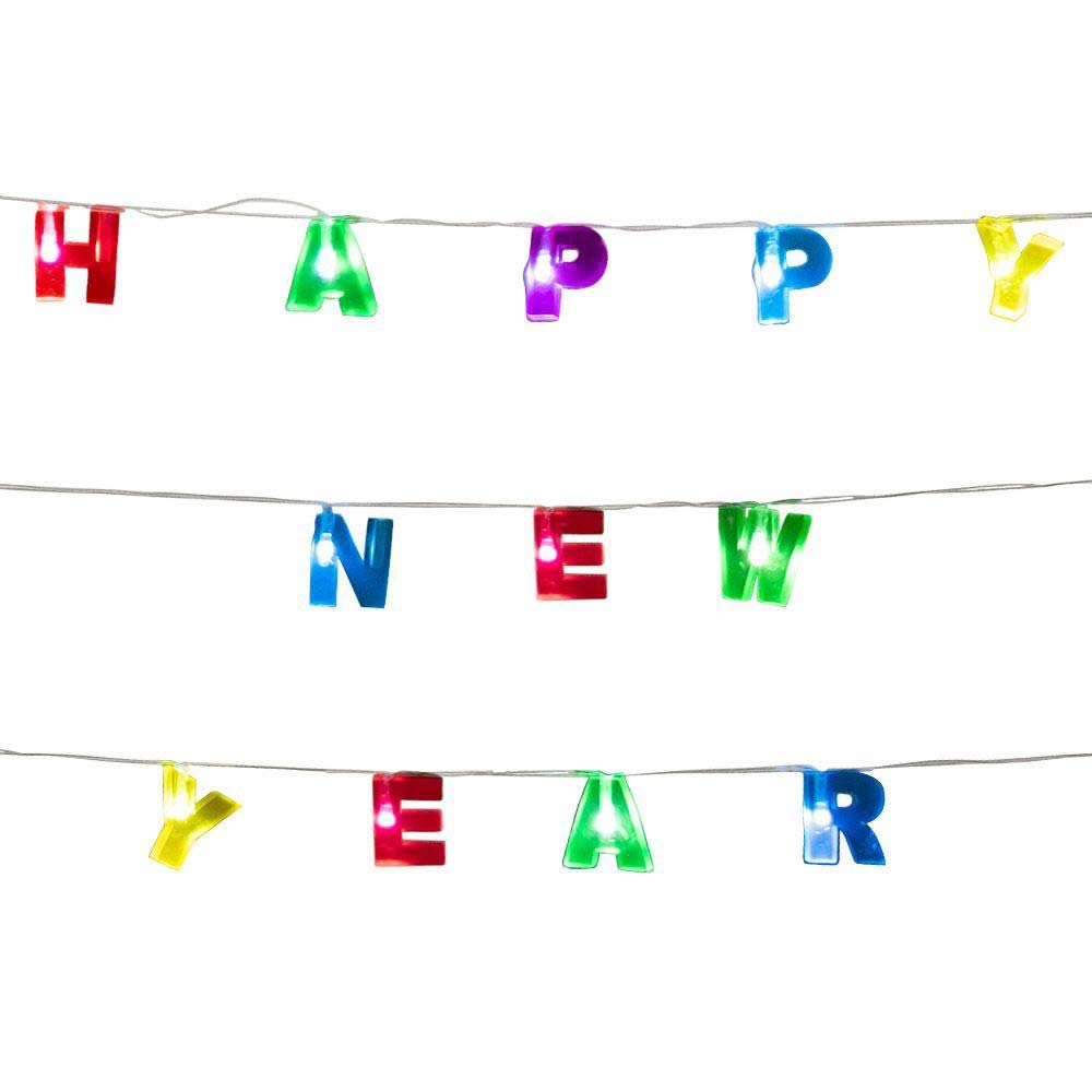 Boland 13469 LED Fairy Lights Happy New Year, Length 160 cm, Battery Type 2 x AA, Decoration, Lighting, New Year, Fairy Lights
