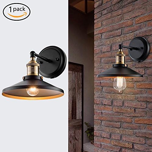 Donglaimei Industrial Vintage Style Wall Sconce Light, Simplicity Edison Wall Lamp, Antique Loft Retro Style Light for Stairway,Hallway, Cafe, Club (Aged Matte Black)