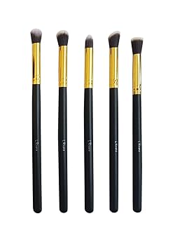 L'Rivara 5 piece Eye Shadow Brush Set (Black+Gold) LR-134