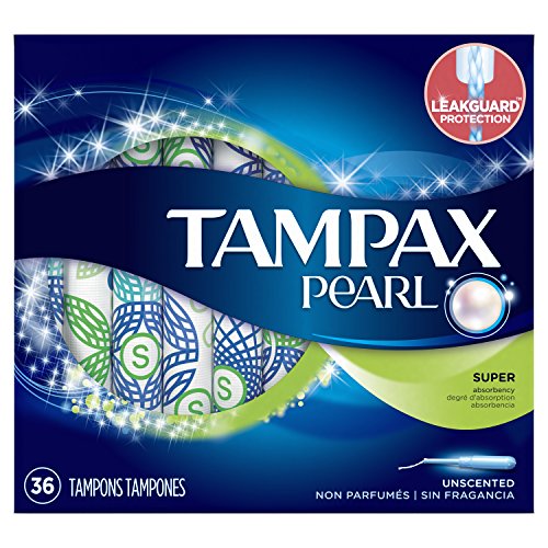 Tampax Pearl Plastic Tampons, Super Absorbency,  Unscented, 36 Ct (Packaging May Vary)