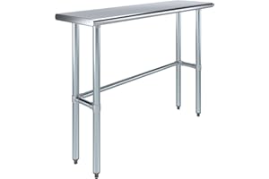 AmGood Stainless Steel Work Table Open Base | NSF Kitchen Island Food Prep | Laundry Garage Utility Bench (48" Long X 14" Deep)