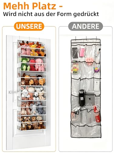Wakaye Door Hanger Organizer - 6-Tier Cuddly Toy Storage Bathroom Organizer and Storage, Swing Proof Hanging Organizer for Toys/Baby Items (Clear)