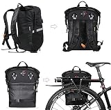 Rhinowalk 22L Waterproof Pannier Bag Convertible Bike Backpack Black view 5