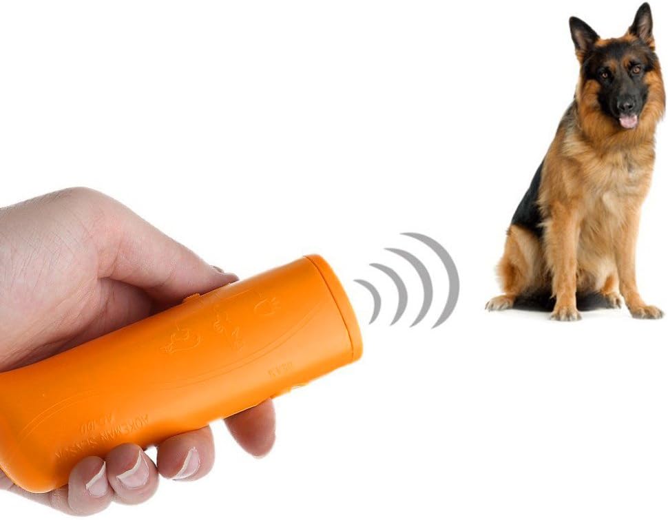 Pingenaneer LED Ultrasonic Dog Repeller and Trainer Device 3 in 1 Anti Barking Stop, Pet Training Device Handheld Dog Deterrent Tool- Yellow