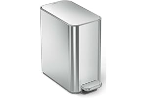 simplehuman Small Bathroom Trash Can with Lid, Stainless Steel Waste Basket, 5 Liter / 1.3 Gallon, Brushed