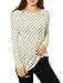 Allegra K Women Diagonal Stripes Long Drop Sleeves Top M Ivory