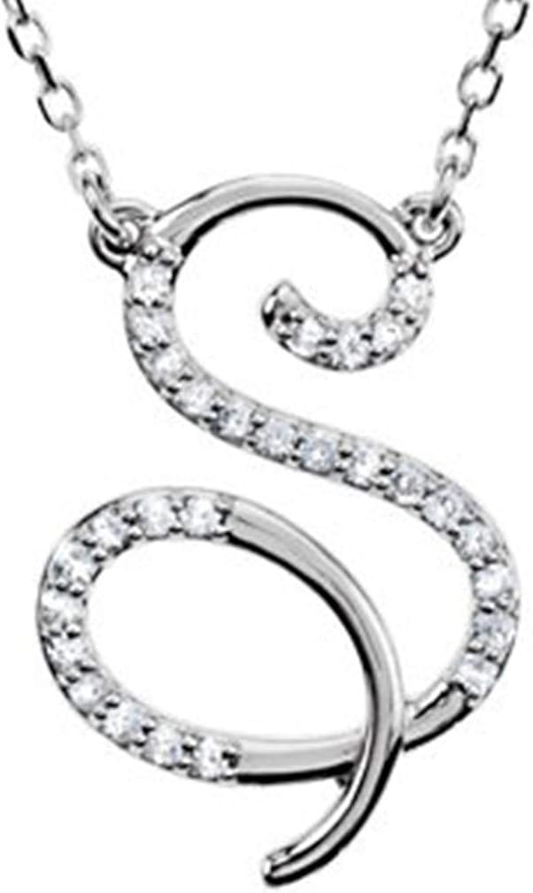 RhodiumPlated 14k White Gold Diamond S Alphabet Initial
