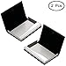 2 PCS Business Name Card Case, SENHAI PU Leather and Stainless Steel ID Card Holder for Men and Women with Magnetic Shut, Keep Cards Clean (Black, Blue)