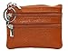 ETIAL Womens Cowhide Leather Dual Zipper Coin Change Purse Key Ring