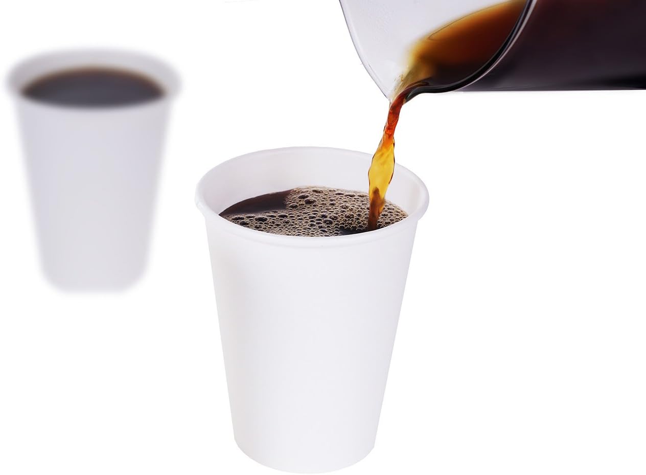 TashiBox White Hot Drink 120 Count - 12 Oz Disposable Paper Coffee Cups: Kitchen & Dining