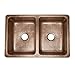 Rockwell Farmhouse Apron Front Handmade Pure Solid Copper 33 in. Double Bowl Copper Kitchen Sink in Antique Copper