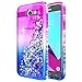 Galaxy J7 Prime Case, J7 Sky Pro /J7 V /J7 Perx/Galaxy Halo w/[Tempered Glass Screen Protector], NageBee Glitter Liquid Quicksand Sparkle Shockproof Cute Case for Samsung Galaxy J7 2017 -Purple/Blue