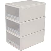 Neadas 18 Quart Plastic Compact Stacking Storage Drawers, Stackable Plastic Drawers Organizer, 3 Packs