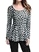 Allegra K Women's Halloween Long Sleeve Ruffle Blouse Scoop Neck Animal Print Peplum Top Medium Grey-Leopard