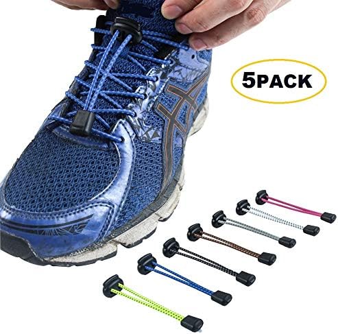 High Lee No Tie Shoelaces for Adults and Kids 5 Pair Waterproof No Tie Elastic Shoe Laces for Sneaker Boots Board Shoes, Athletic Running Shoe and Casual Shoes