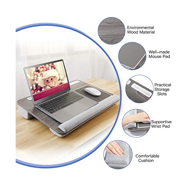 HUANUO-Laptop-Tray-for-Bed-with-Cushion-Built-in-Mouse-Pad-Wrist-Pad-for-Notebook-up-to-17-with-Tablet-Pen-Phone-Holder HUANUO Laptop Tray, Lap Desk for Laptop, Laptop Cushion, Laptop Stand for Bed, with Built in Mouse Pad & Wrist Pad for…