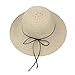 Double Couple Linen Wide Brim Summer Beach Sun Hat For Women Foldable Travel Packable UV Bucket Cap (Beige)