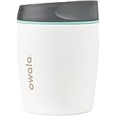 Owala SmoothSip Insulated Stainless Steel Coffee Tumbler, Reusable Iced Coffee Cup, Hot Coffee Travel Mug, Perfect for Cappuccino, BPA Free, 10 oz, Gray (Cloudscape)