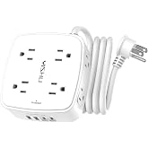 YISHU 6Ft Surge Protector Power Strip with 8 Widely Outlets &amp; 4 USB Ports | 3 Side Outlet Extender with 6 Feet Extension Cord, Flat Plug, for Home, Office, College Dorm Room Essentials