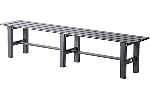 TECSPACE 71 Inches Aluminum Outdoor Weatherproof Bench Backless, 550 LBS Bearing Capacity Garden Porch Bench, Black