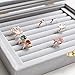 Wuligirl Velvet Glass Ring Display Box Jewelry Holder Storage Organizer Case Earring Rings Tray Showcase Stackable (7 Slot Rings)