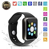 Bluetooth Smart Watch - WJPILIS Touch Screen Smart Wrist Watch Smartwatch Phone with SIM Card Slot Camera Pedometer Sport Tracker Compatible iOS iPhone Android Samsung LG for Men Women Child (Black1)