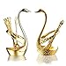 HQdeal Luxury Swan Forks and Spoons Set Serving Spoons Forks 14 pcs Stainless Steel- Golden
