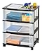 IRIS 3-Drawer Wide Cart, Black