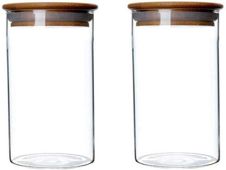 XINGZI Pack of 2 350ML/11.7oz Durable Glass Food Storage Canister Jar with Airtight Seal Cork Lid for Tea Coffee Spice Dry Fruit Nuts Candy Seasoning and Other Small Items