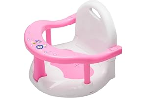 DAOLUAN Foldable Baby Bathtub Seat, Non Slip Baby Bath Seat, Baby Bath Chair Bath Seat for Baby Sitting Up, Cute Shape Surround Baby Bathtub Seat with Suction Cups for Baby 6-18 Months (Pink)
