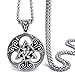 ELFASIO Large Celtic Knot Magic Both Sided Pendant Necklace Men's Stainless Steel Box Chain Jewelry(22inch)