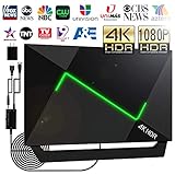 [Upgraded 2020] 138+Miles HD TV Antenna Amplified- 4K HDR HDTV Antenna Indoor/Outdoor Antenna with Amplifier Booster Free Digital TV Channels for VHF/UHF/1080P/4K/FM Signals Fire TV Stick 16ft