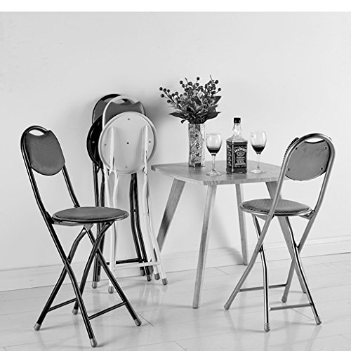 Folding Chairs Dining Chair Round Stool Folding Stool with backrest high Stool Chair Home bar Stool (Color : Black, Size : 303277.5CM) - Thumbnail 2