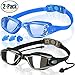 Swim Goggles, Pack of 2, Swimming Goggles for Adult Men Women Youth Kids Child, Triathlon Equipment, with Mirrored & Clear Anti-Fog, Waterproof, UV 400 Protection Lenses, Made by COOLOO