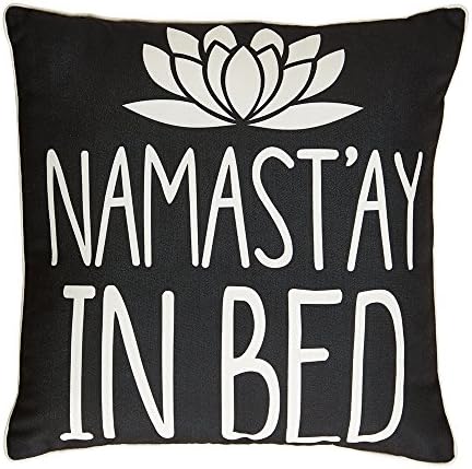 Namastay in Bed Decorative Accent Pillow in Black for College Dorm Bedding
