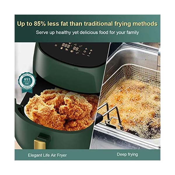 Elegant-Life-45-L-Air-Fryer-Oil-Free-7-in-1-with-Recipes-Cookbook-1400W-LCD-Touchscreen-Air-Oven-Cooker-Oil-Free-Hot-Cooker-BPAPFOA-Free Elegant Life 4.5 L Air Fryer Oil Free 7 in 1 with Recipes Cookbook, 1400W LCD Touchscreen Air Oven Cooker, Oil Free Hot Cooker, BPA&PFOA Free
