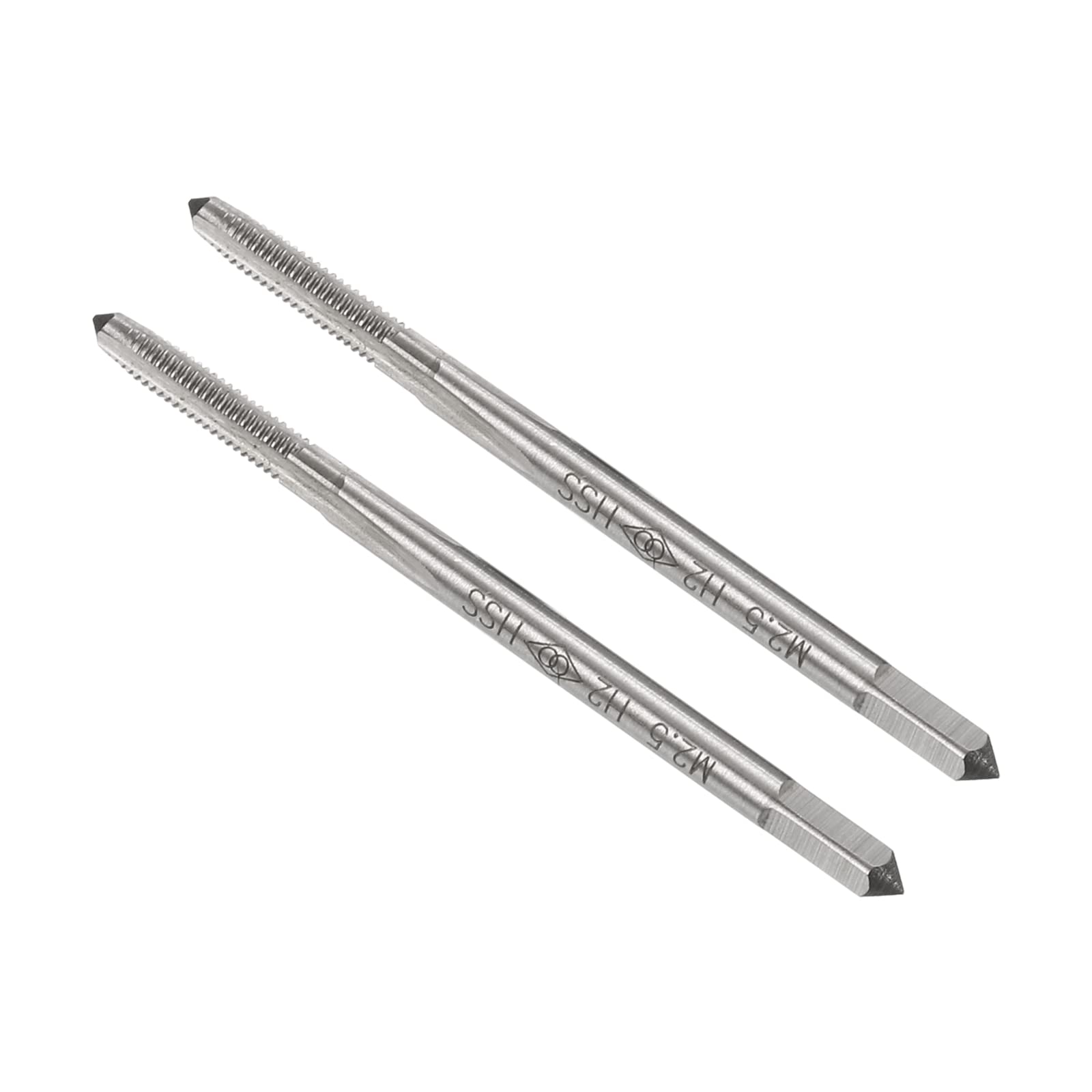 CoCud Thread Milling Taps, Metric M2.5 Thread H2, High Speed Steel Machine 3 Straight Flutes Screw Threading Tool - (Applications: for Tapping Drilling Machine), 2-Pieces