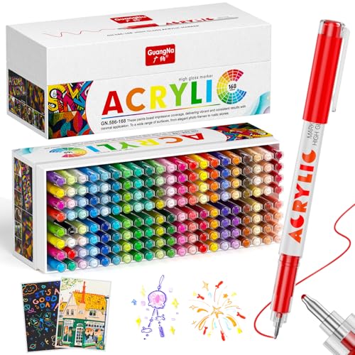 168 Colors Acrylic Gel Pens, Lainergie 1.0 mm Colored Gel Pen Set for Adult Coloring Books, Quick-Drying, Non-Bleed, High Coverage Upgrade Ink for Coloring Books, Journaling, Drawing & DIY Crafts