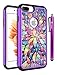 Style4U iPhone 8 Plus/iPhone 7 Plus Case, Lotus Flower Shock Resistant Studded Rhinestone Crystal Bling Hybrid Armor Case Cover w/ 1 Stylus [Flower Purple/Black]